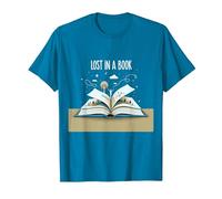 Lost in a Book: Magical Reading Adventure Artwork T-Shirt, Men, Sapphire, 3XL