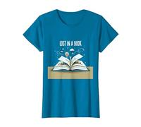 Lost in a Book: Magical Reading Adventure Artwork T-Shirt, Women, Sapphire, XS