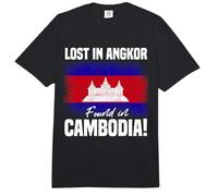 Lost in Angkor Found in Cambodia Flag Angkor Wat Travel Comfort Colors Adult Heavyweight T-Shirt