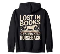 Lost In Books Found On Horseback Equestrian Reading Zip Hoodie