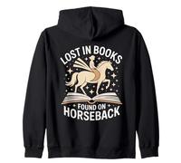 Lost In Books Found On Horseback Equestrian Reading Zip Hoodie
