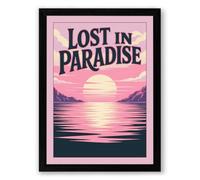 Lost in Paradise Coastal Framed Wall Art Print A1 (84.1×59.4cm) Black, Wall Decor for Living Room, Bedroom, Office & Home, Ready to Hang, Art Gift