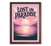 Lost in Paradise Coastal Framed Wall Art Print A1 (84.1×59.4cm) Walnut, Wall Decor for Living Room, Bedroom, Office & Home, Ready to Hang, Art Gift
