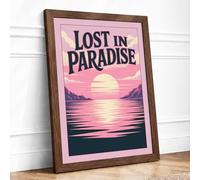 Lost in Paradise Coastal Framed Wall Art Print A2 Walnut