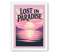 Lost in Paradise Coastal Framed Wall Art Print A3 (42×29.7cm) White, Wall Decor for Living Room, Bedroom, Office & Home, Ready to Hang, Art Gift
