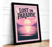 Lost in Paradise Coastal Framed Wall Art Print A4 Black
