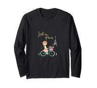 Lost in Paris Cute Paris Bicycle Girl Eiffel Tower Romantic Long Sleeve T-Shirt