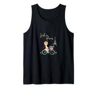 Lost in Paris Cute Paris Bicycle Girl Eiffel Tower Romantic Tank Top