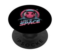Lost In Space Retro Astronaut Synthwave Sunset PopSockets Adhesive PopGrip