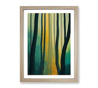 Lost In The Forest Framed Wall Art Print A2 Oak | Ready to Hang, Premium Gi Paper, Fade-Resistant Inks, Securely Packaged, UK Made