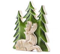 Lost In The Forest Stag 3D Wooden Decor - Mango Wood, Enamel, 23X20Cm