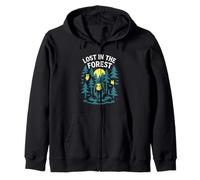 Lost in the Forest Woods Hiking Animals Backpacking Owl Zip Hoodie