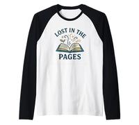 Lost in The Pages Reading Book Lover Design Raglan Baseball Tee