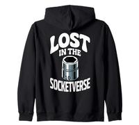 Lost In The Socketverse 10MM Socket Car Guy Car Mechanic Zip Hoodie