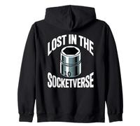 Lost In The Socketverse 10MM Socket Car Guy Car Mechanic Zip Hoodie