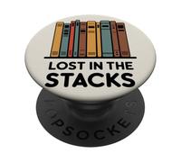 Lost in the Stacks Bookworm Book Lover PopSockets Adhesive PopGrip