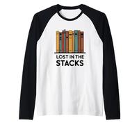Lost in the Stacks Bookworm Book Lover Raglan Baseball Tee