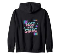 Lost in the Static Retro Vaporwave Aesthetic Zip Hoodie