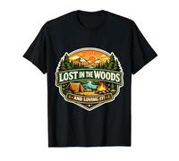 Lost in The Woods and Loving It Hiking Hiker Hike Trekking Value Graphic T-Shirt, Men, Black, S