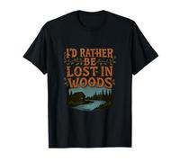 Lost in The Woods Cabin Fishing Hunting Graphic T-Shirt