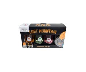 Lost Mountain Crimson Moon Edition Moonshine Gift Set, 4 x 50ml Mini Bottles, Cherry Kiwi Watermelon Lime Flavours, 30% ABV, Handcrafted Spirits Collection