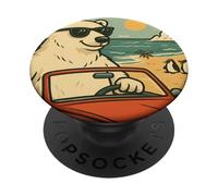 Lost My Cool Funny Polar Bear Global Warming Retro Beach PopSockets Adhesive PopGrip