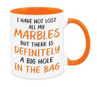 Lost My Marbles Mug - Funny Novelty Gift Silly Present Mug Birthday Christmas for Mum Dad Friend Sister Brother Grandparents for Man Woman Secret Santa Work Quotes (Orange)