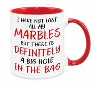 Lost My Marbles Mug - Funny Novelty Gift Silly Present Mug Birthday Christmas for Mum Dad Friend Sister Brother Grandparents for Man Woman Secret Santa Work Quotes (Red)