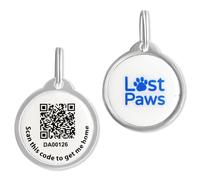 Lost Paws QR Code Smart Collar Tag | 31mm Diam | Free Microchip Registration Included | No Monthly Subscription Fee | Create A Digital Portfolio for Your Pet | SMS Alerts Sent If Lost and Then Found