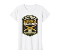 Lost Pencil Retrieval Department Funny Teacher Classroom Value Graphic T-Shirt, Women, White, S