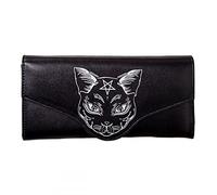 Lost Queen Women's Gothic Black Cat Pentagram Flap Wallet Nemesis Ladies Clutch, Black, One Size, Flap Wallet