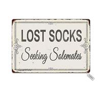 Lost Socks Seeking Solemates Vintage Look Iron 8X12 Inch Decoration Painting Sign for Home Kitchen Bathroom Farm Garden Garage Inspirational Quotes Wall Decor