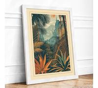 Lost Temple in Bloom Vintage Framed Wall Art Print A2 White