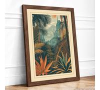 Lost Temple in Bloom Vintage Framed Wall Art Print A4 Walnut