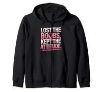 Lost The Boobs Kept The Attitude Breast Cancer Awareness Zip Hoodie