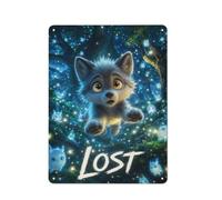 Lost Wolf Cub in Enchanted Forest Tin Sign 40x30cm, Wall Decoration | Set up the dining area for winter with wall signs in metal as an easy-to-place detail.