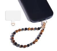 Lostars Marble Beaded Phone Wrist Strap,Detachable Phone Bracelet Strap with Tether Tab,Hands-Free Wristlet Strap (Yellow Tiger Eye)