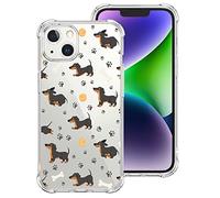 Losthll Compatible with iPhone 14 Clear Case,Dachshund Dog Paws iPhone Case for Women Girls,Four Corner Reinforced Shockproof TPU Bumper Phone Cover Designed for iPhone 14 6.1 Inch