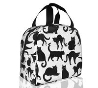 Losthll Insulated Lunch Bag, Black Cat Lunch Box for School Student Kids Boys Girls,Leakproof Small Lunch Tote for Adult Men Women,Reusable Lunch Cooler Tote Bag for Office Work Picnic
