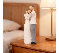 LOSTTYPE Romantic Embracing Couple Figurine, 17cm White Resin Sculpture, Elegant Home Desk Decor, Car Interior Ornament, Meaningful Anniversary Valentine's Engagement Gift, Couples Decor for Bedroom