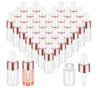 Losueeun 100Pcs Mini Glass Dropper Bottle Clear Essential Oil Dropper Bottles Glass Dropping Sample Containers for Traveling 3Ml Easy Install Easy to Use