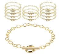 Losueeun 12 Pieces Chain Bracelets for Jewellery Making Chain for Women Link Chain Bracelets with OT Toggle Clasp, Gold