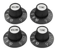 Losueeun 4 Pieces Witch Hat Knobs Cylinder Knobs Tone Volume Control Knobs Black White Plastic Aluminum for Electric Guitar, Bass, Amplifier and Effects Device