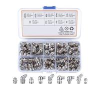 Losueeun 60 Piece Metric Grease Fitting Kit Silver Metal M6 M8 M10 45 90 Degree Hydraulic Lubrication Fitting Assortment for Angled Mechanical Lubrication Points