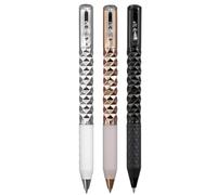 Losueeun Geometric Metal Crinkle Pen Fidget Stress Relief Metal Shape Shift Switch Pen 0.5mm Retractable Gel Pen, Multicolor