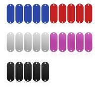 Losueeun Metal Stamping Blanks 25 Pieces Aluminum Engraving Blanks Rectangular Laser Engraving Accessories with 2 Holes (5 Colors)