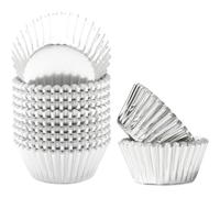 Losueeun Mini Pack of 500 Cupcake Cases Made of Silver Foil for Baking Baking Cups and Sturdy, Oil , Paper Muffin Cases A