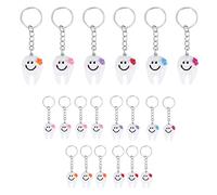 Losueeun Set of 20 Key Chains with Tooth Shape Cute Dental Gift, White and silver, standard size