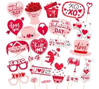 Losuya 25pcs Valentine's Day Photo Booth Props Funny Selfie Photography Props for Valentine's Day Party Decorations