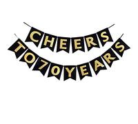 Losuya Cheers to 70 Years Banner Bunting for Happy 70th Birthday Party Garland Decoration Favor and 70th Wedding Anniversary Supplies
